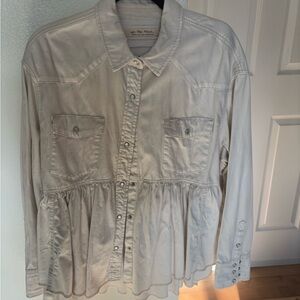Free People Cream Button-Up Blouse